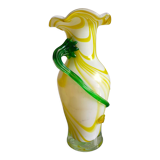 Vase en verre jaune et vert