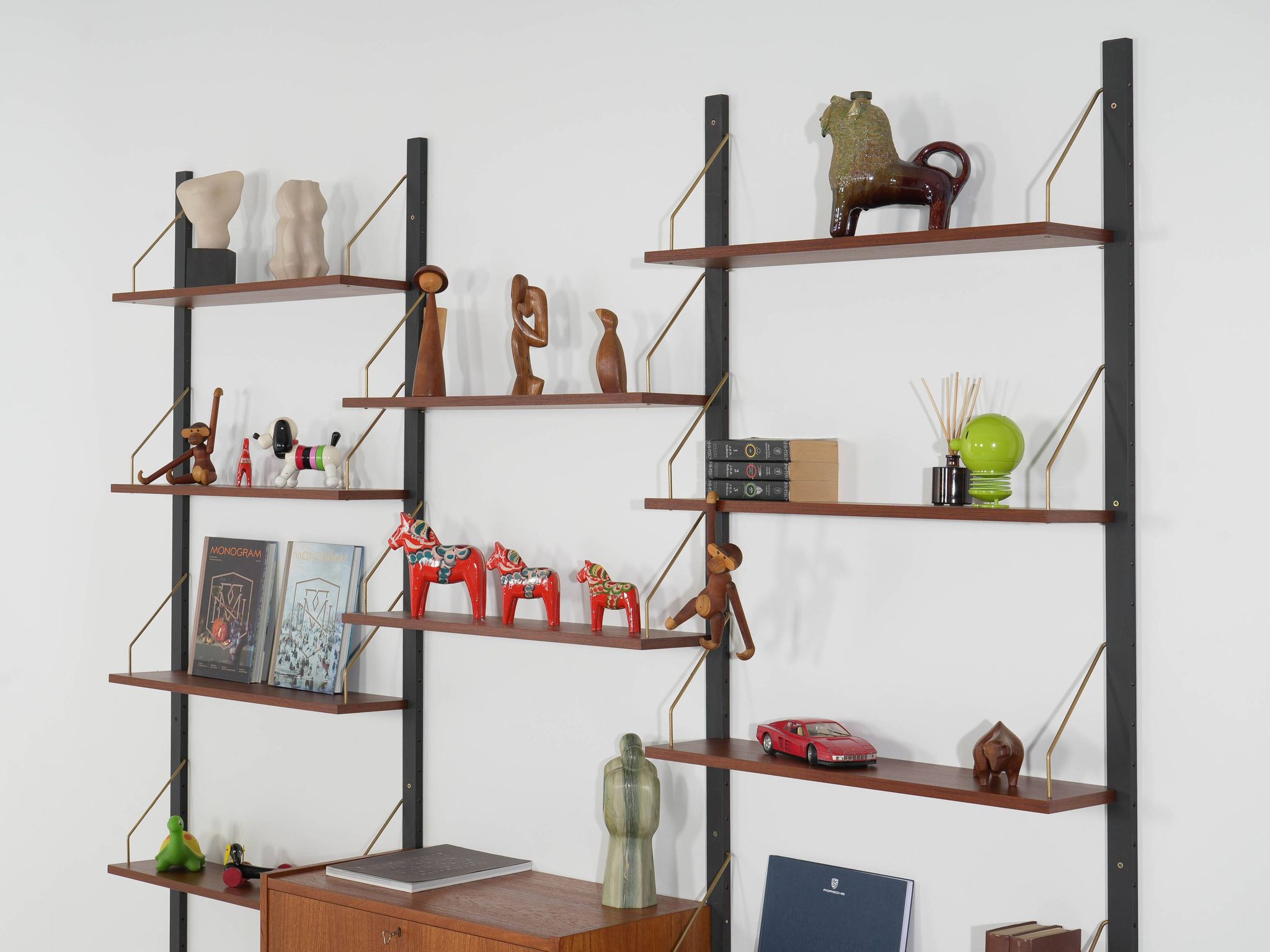 Modular shelving in teak veneer, Denmark, 1970s