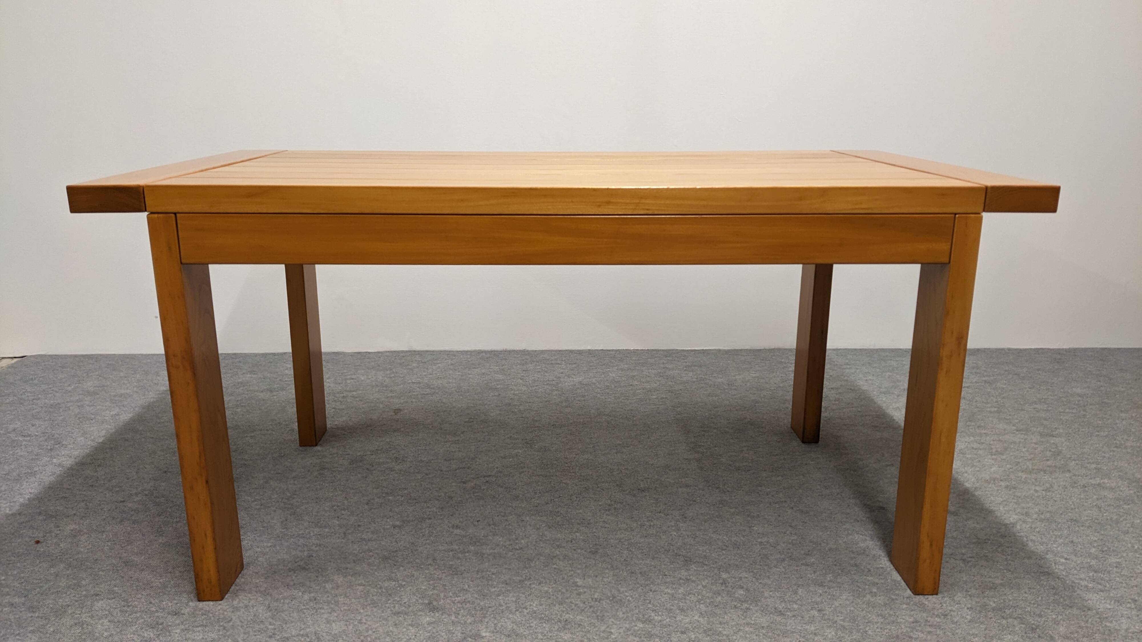 Maison Regain extendable table in solid elm, 70s-80s