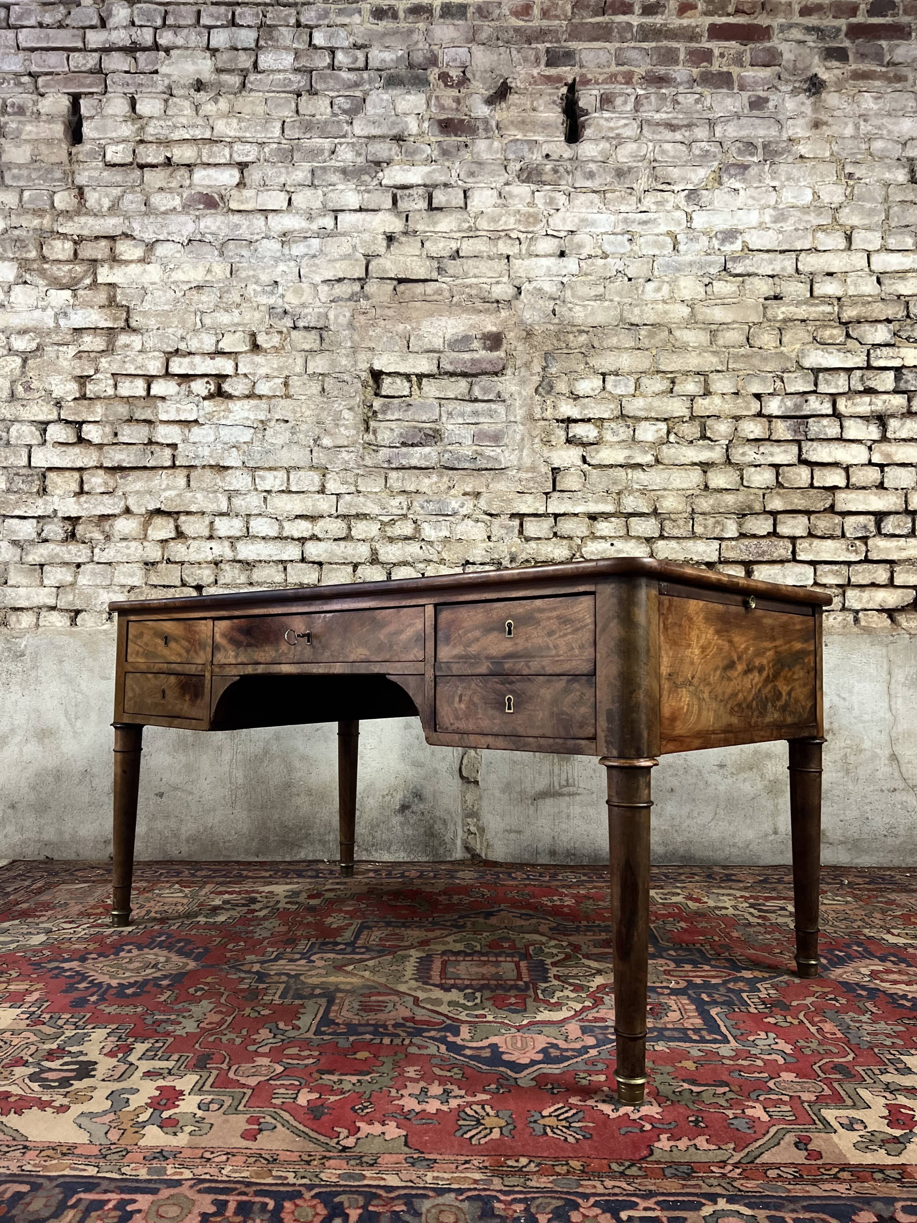 Flat mahogany desk Louis Philippe XIX century