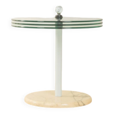 Sculptural side table from the 1980s with swiveling glass plates and a solid marble base