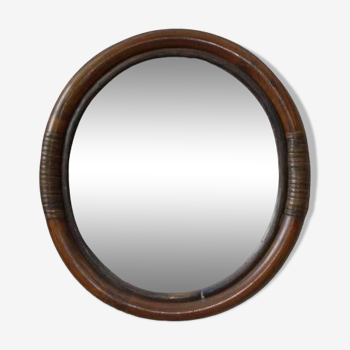 Oval bamboo mirror, 60's.