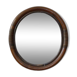 Miroir en bambou ovale, 60's.