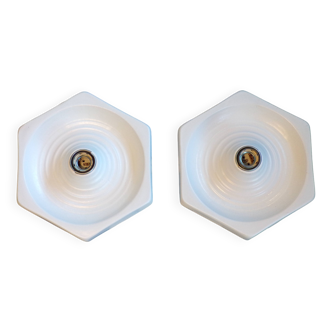 Pair of Hudstadt hexagonal ceramic wall lights