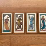 Set of 4 screen-printed Mirrors Mucha, the 4 seasons