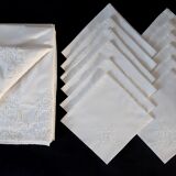 Embroidered tablecloth and 12 towels