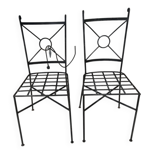 Lot de 2 chaises de jardin en fer forgé