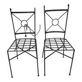 Set of 2 wrought iron garden chairs
