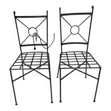 Lot de 2 chaises de jardin en fer forgé