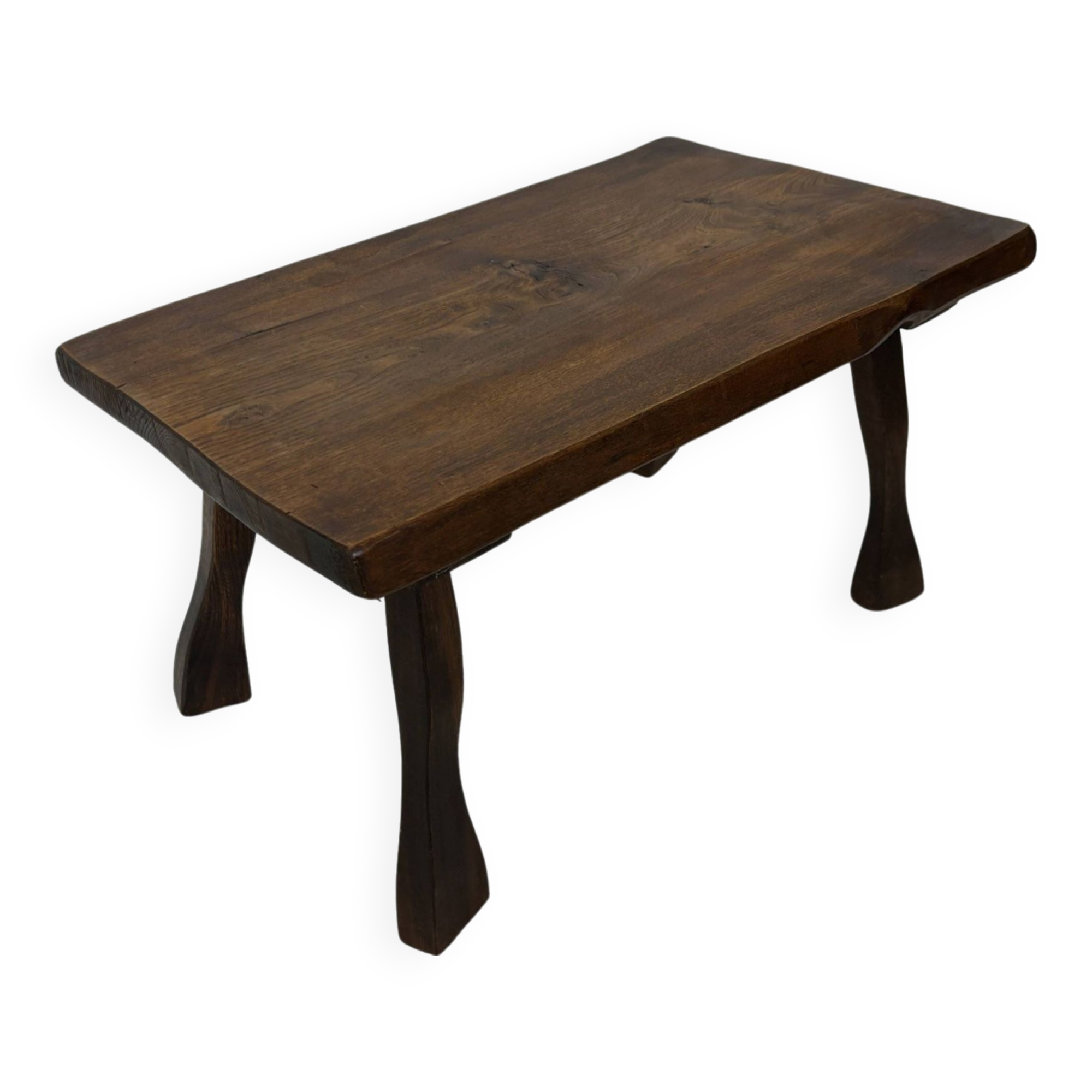Vintage brutalist side table minimalistic design in dark wood