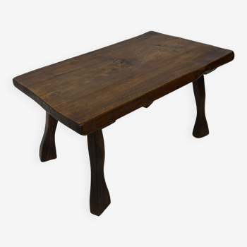 Vintage brutalist side table minimalistic design in dark wood