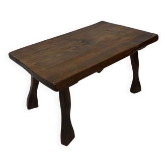 Vintage brutalist side table minimalistic design in dark wood