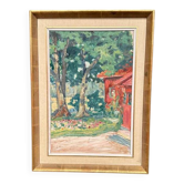 Huile sur panneau d'origine suédoise – « Maison à Naantali » par John Rosenqvist – Signée – Vintage et encadrée – 56,5 × 42 cm (22,2" × 16,5")