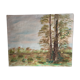 Prairie with 2 trees, oil on canvas