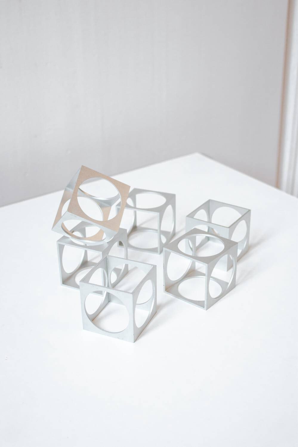 Set of 6 vintage aluminium napkin rings / egg cups by Pier