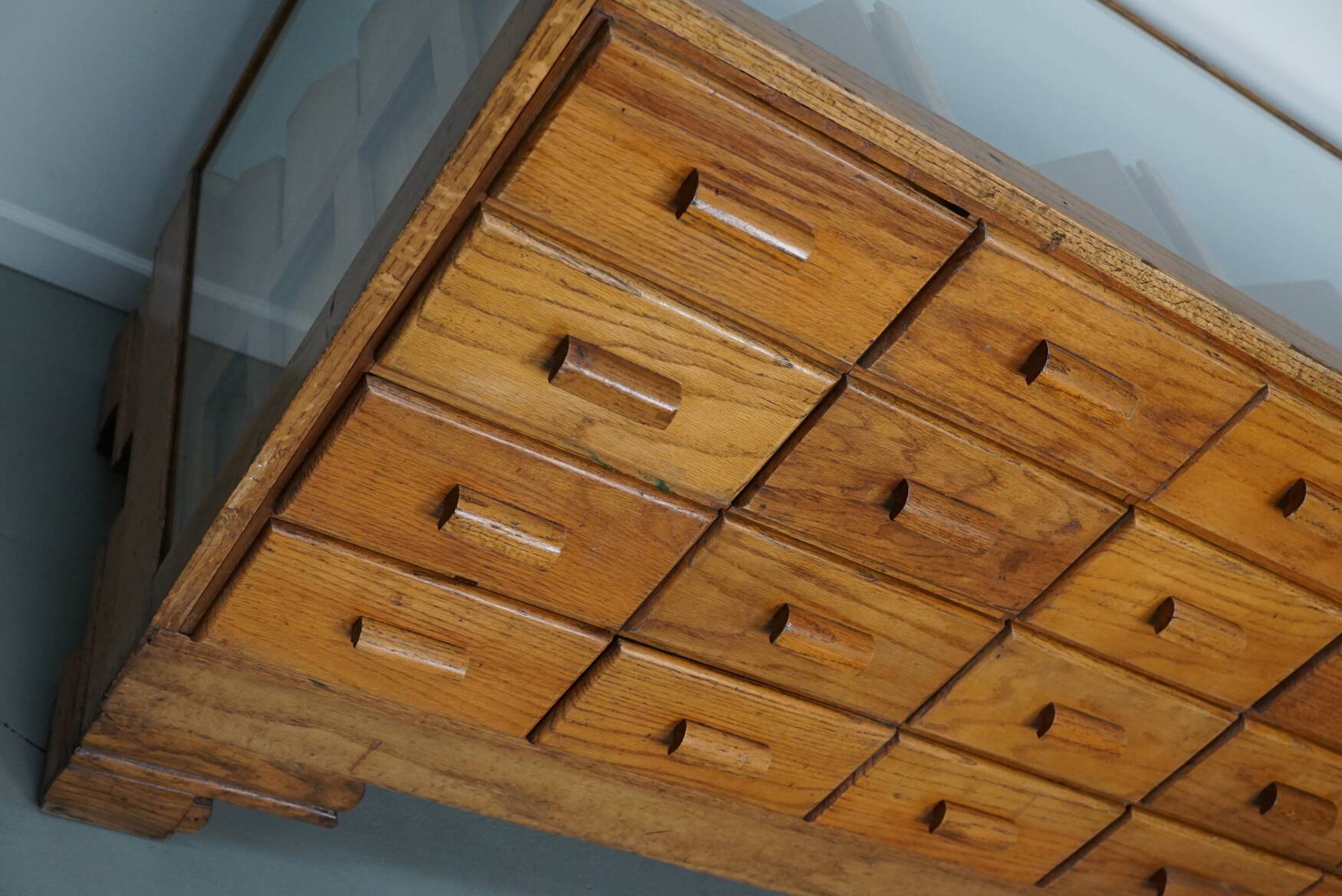 Antique British Oak Haberdashery Cabinet or Shop Counter, 1920/30s