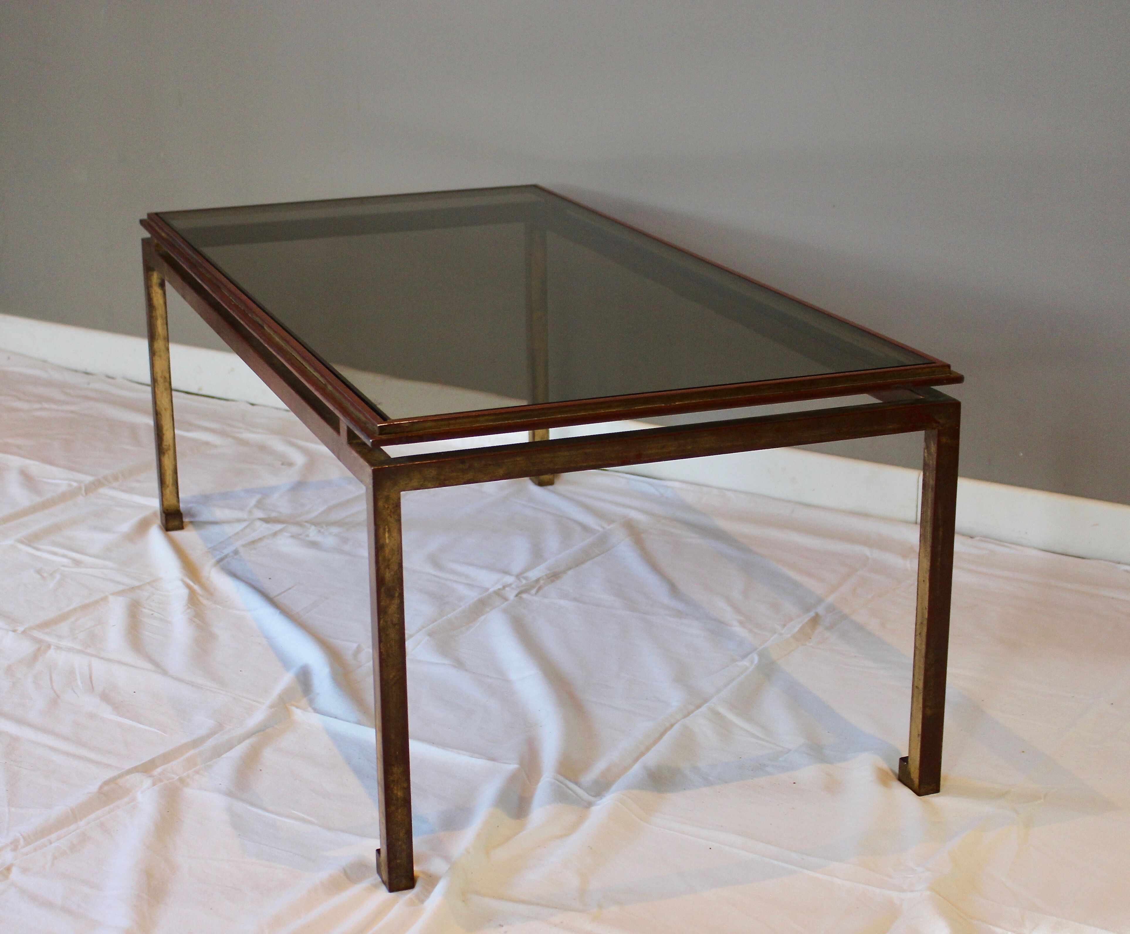 Rectangular gold wrought iron coffee table on sheet, Ramsay House