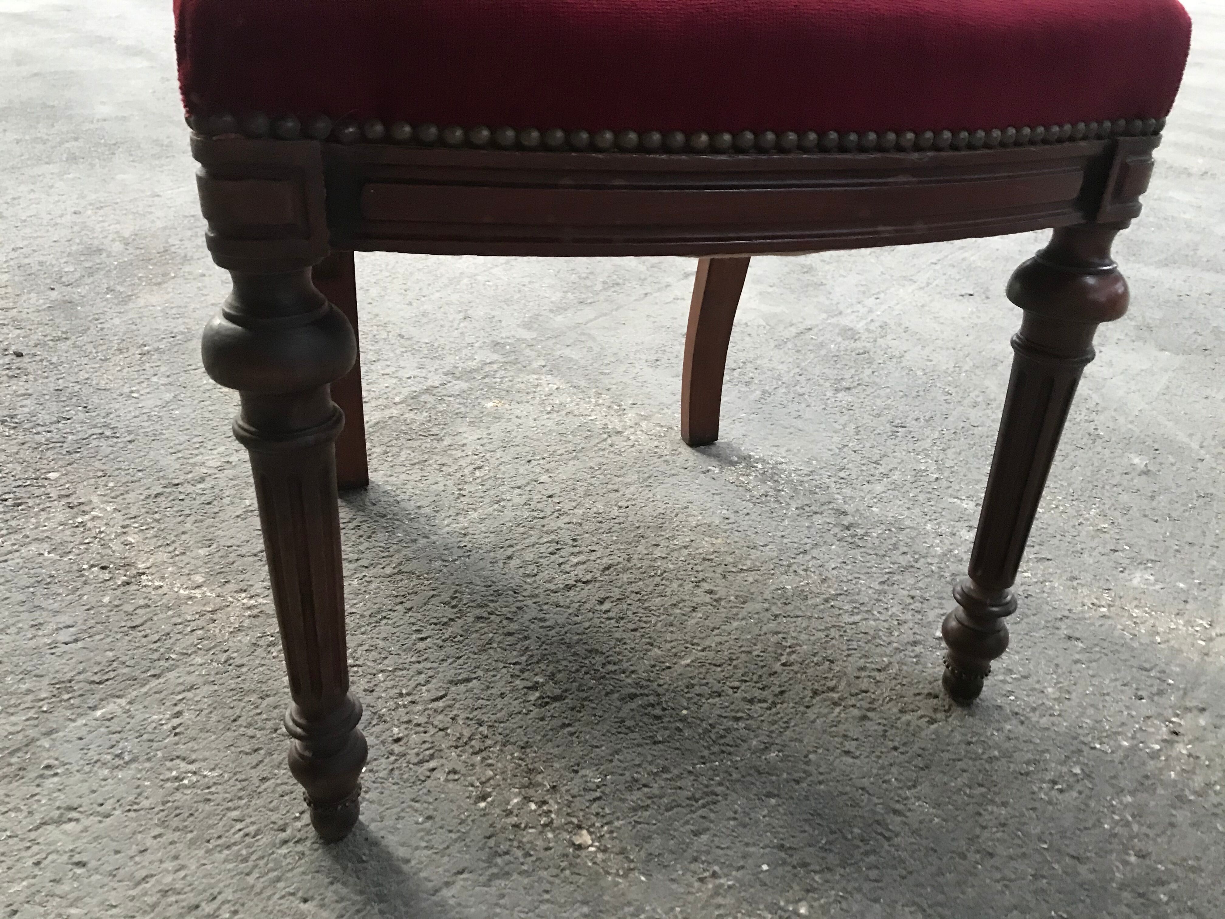 Suite of 6 red velvet chairs Napoleon III