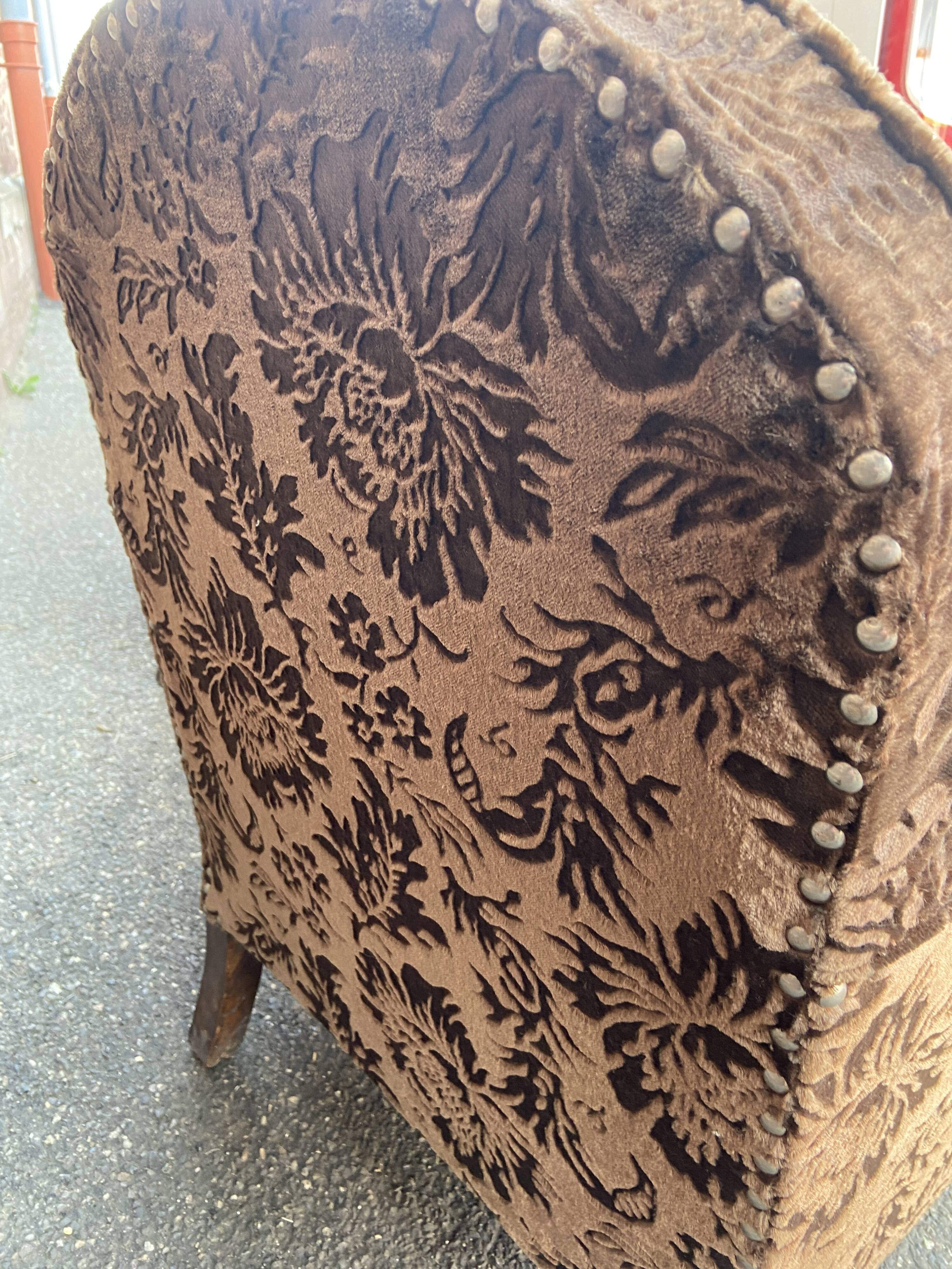 Pair of 1930 vintage art deco club armchairs in velvet