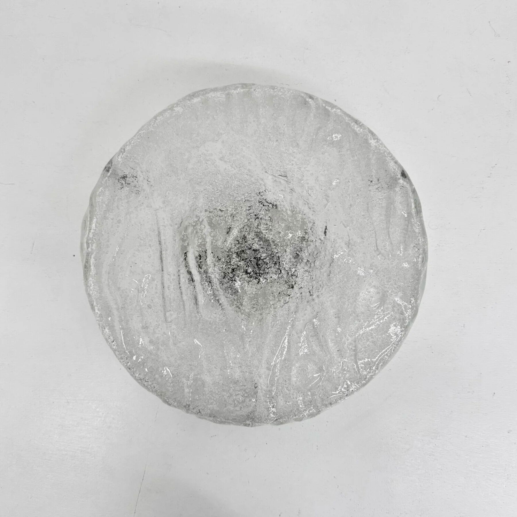 Mid-century Hillebrand iced glass ceiling lamp, 1970s