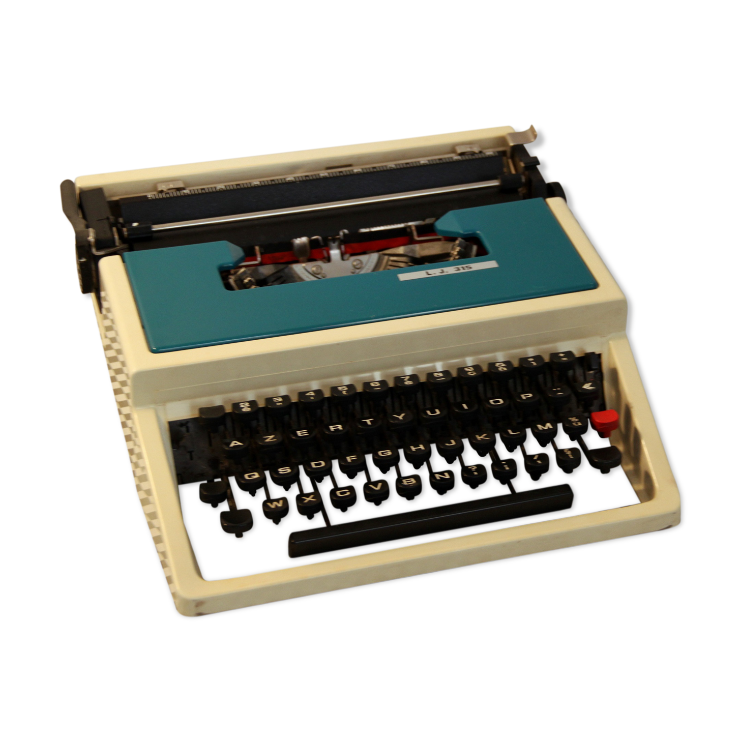 Ancienne machine à écrire vintage l.j. 315 underwood, bleue Selency