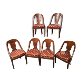 Suite of 6 gondola chairs in solid mahogany period early nineteenth Restoration