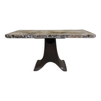 Table de salon en chêne massif avec pied en fonte industriel