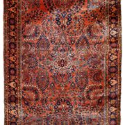 Handmade antique Persian Sarouk rug 4.1' x 6.5' (125cm x 198cm) 1920s - 1B789