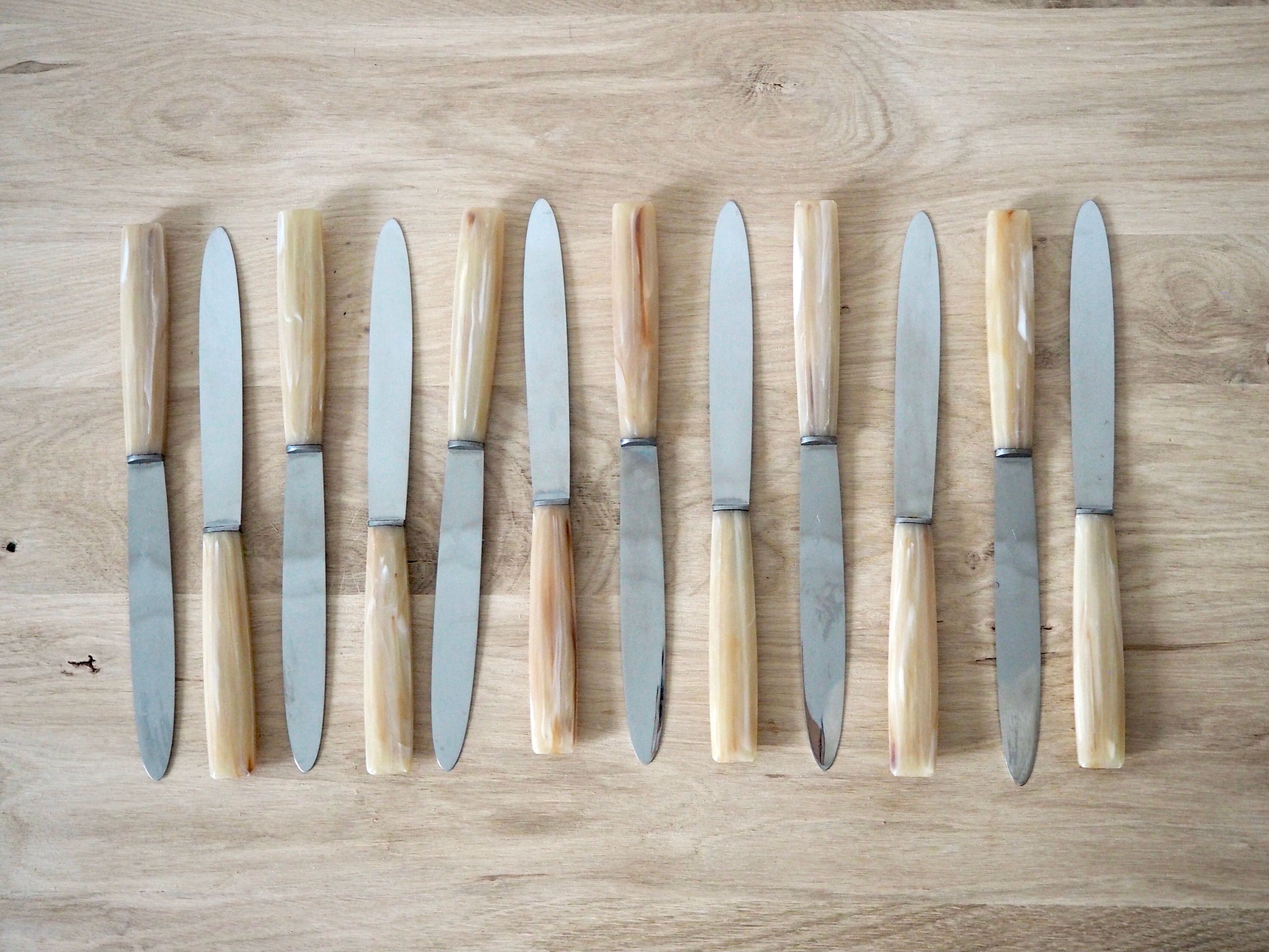 Set de 12 couteaux avec manches effet corne dans leur coffret