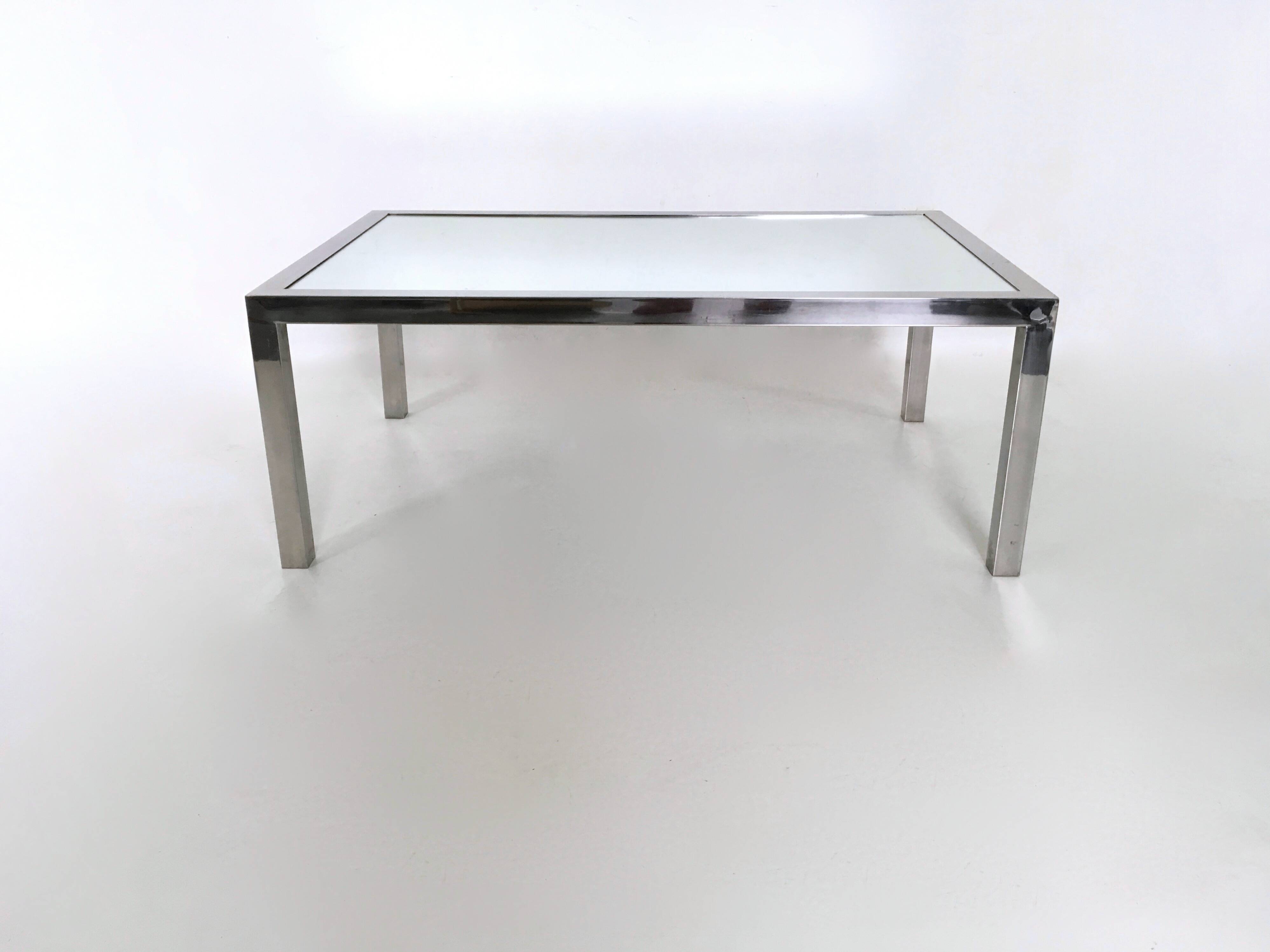 Steel Coffee Table in the Style of Nanda Vigo with a Mirrored Top, Italy