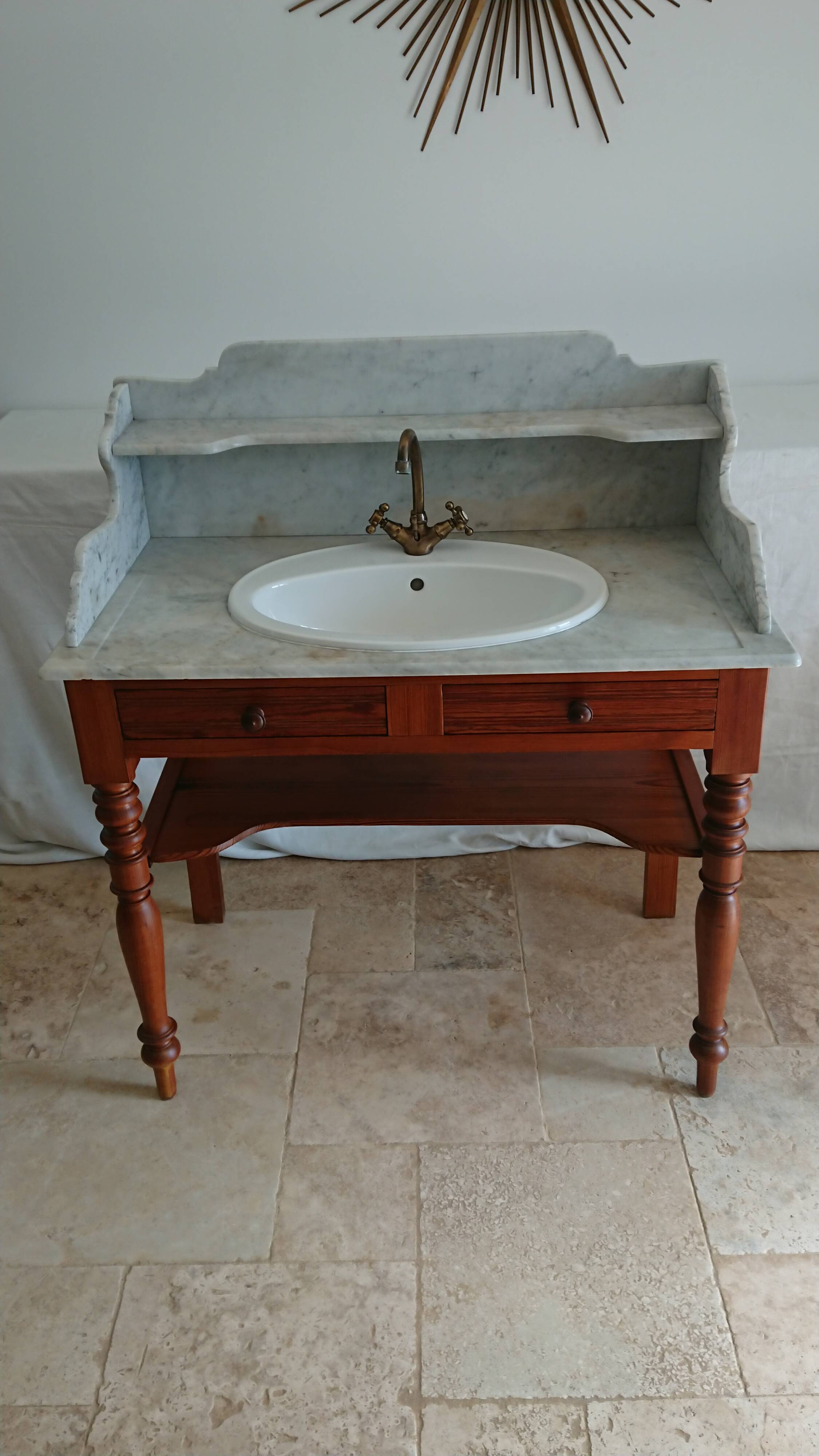 Toilet table on marble with cacker