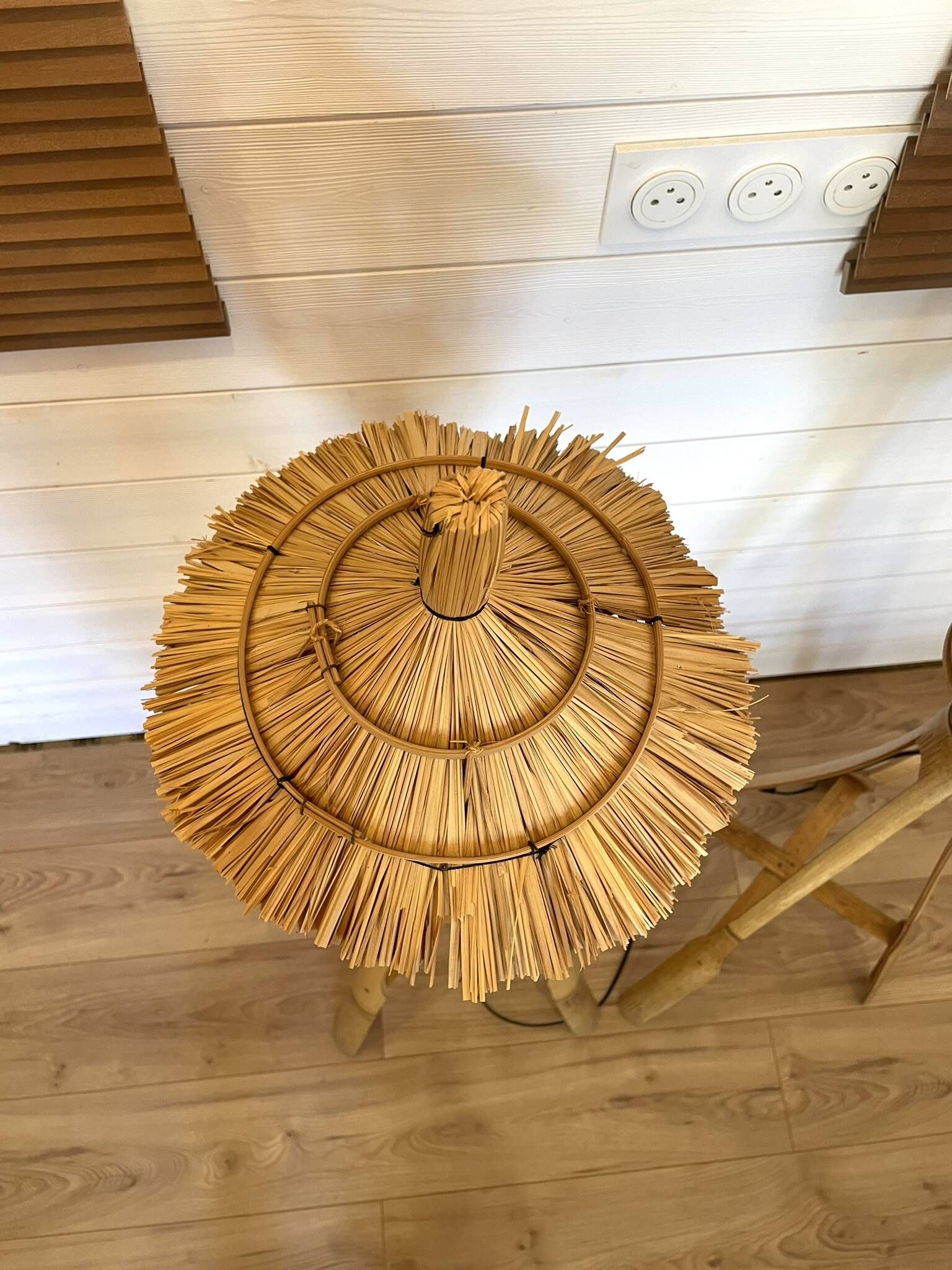 Pair of Tiki Style Lantern Floor Lamps in Bamboo & Rattan – Vintage