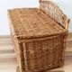 Antique rattan and wicker toy chest, bench, bed end