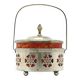 Art Nouveau sugar bowl, silver-plated brass, orange glass, Germany, early 20th century