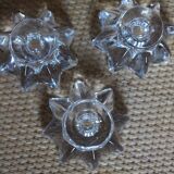 Set of 3 vintage star and flower glass candle holders