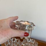 Trio of flower candle holders in molded glass from Reims