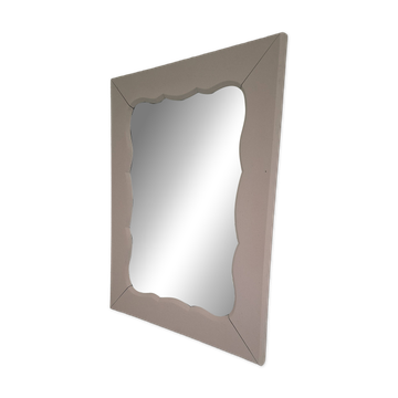 Mid-20th century rectangular wall mirror with a powder pink frame.
