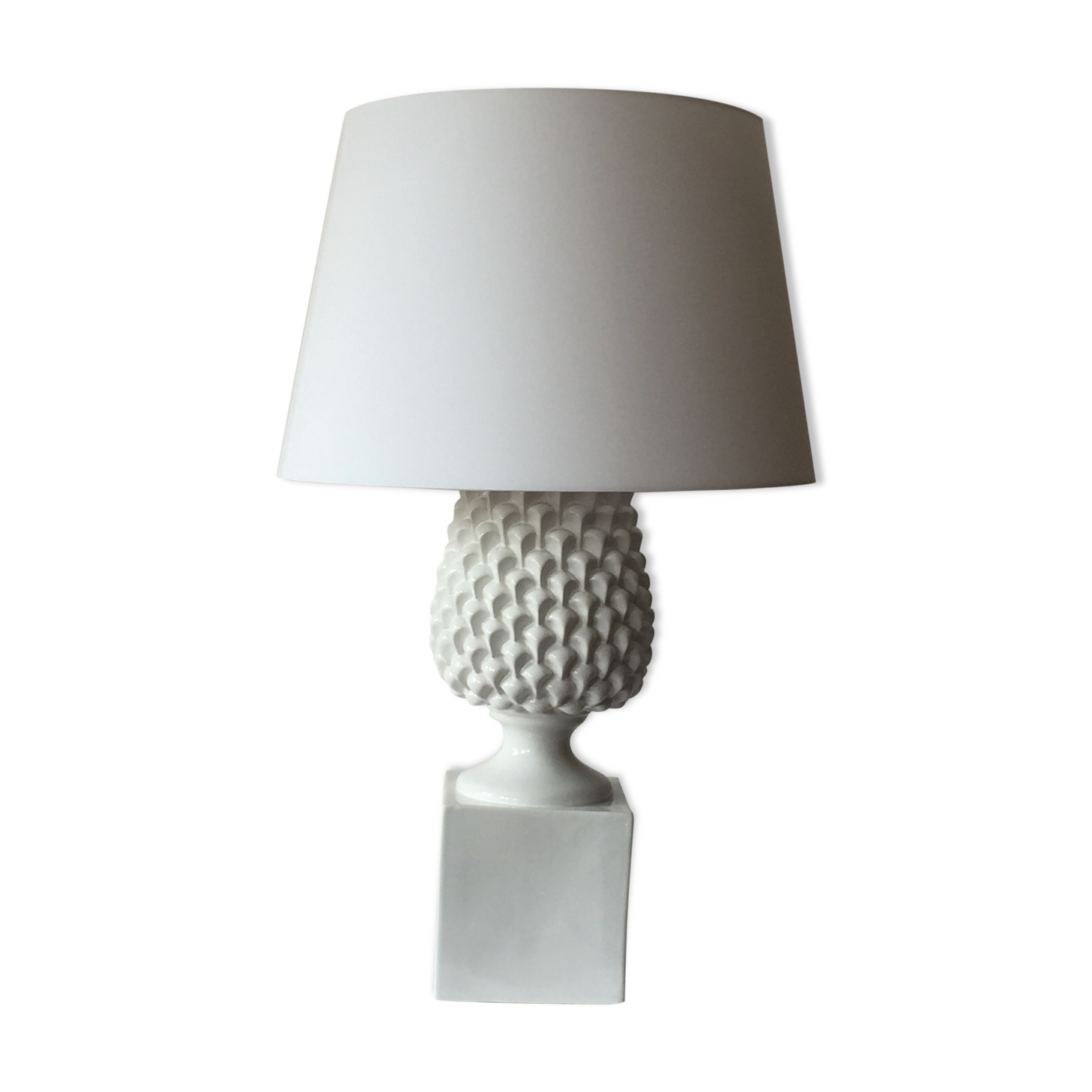 Pineapple white ceramic lamp, 1970