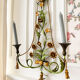 Large vintage Italian wall sconce with golden flowers, Florentine style.