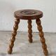 Tabouret tripode ancien, bois tourné