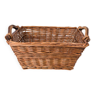 Panier Vintage Anse Rangement Mid Century Panier en osier tressé brun rougeArtisanat Hygge Skandi Sc