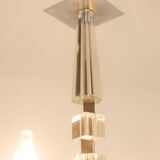 Jacques Adnet. Modernist chandelier in chromed metal. Circa 1940.
