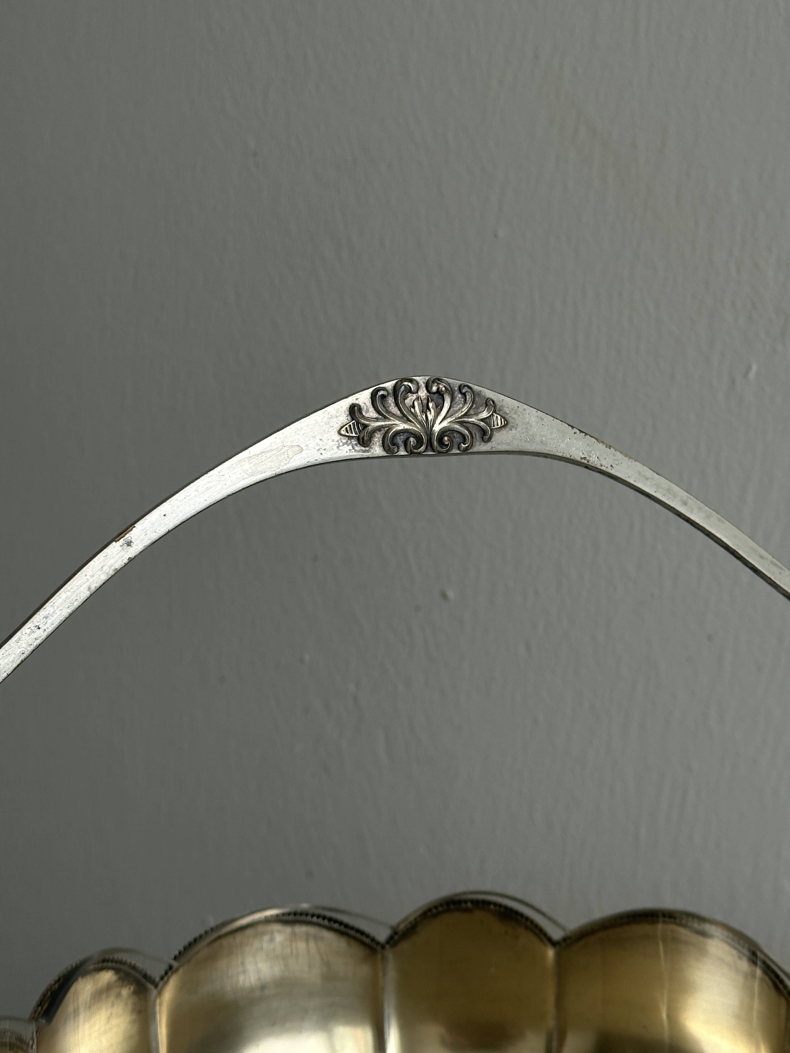 Antique glass and silver-plated metal dish