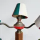 Tripod floor lamp in oak and brass, three lights