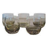 Set of 5 smoked bubble bottom glasses