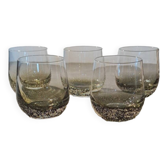 Lot de 5 verres à fond bullé fumé