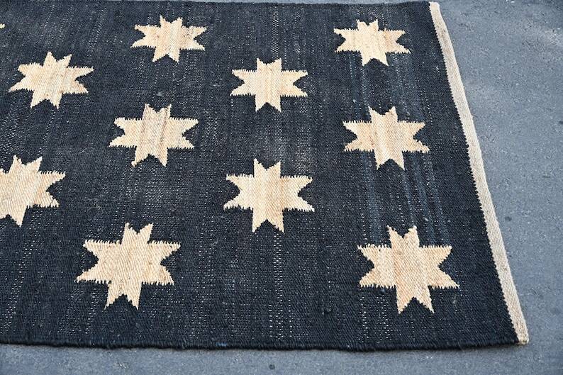 Handwoven wool and jute rug