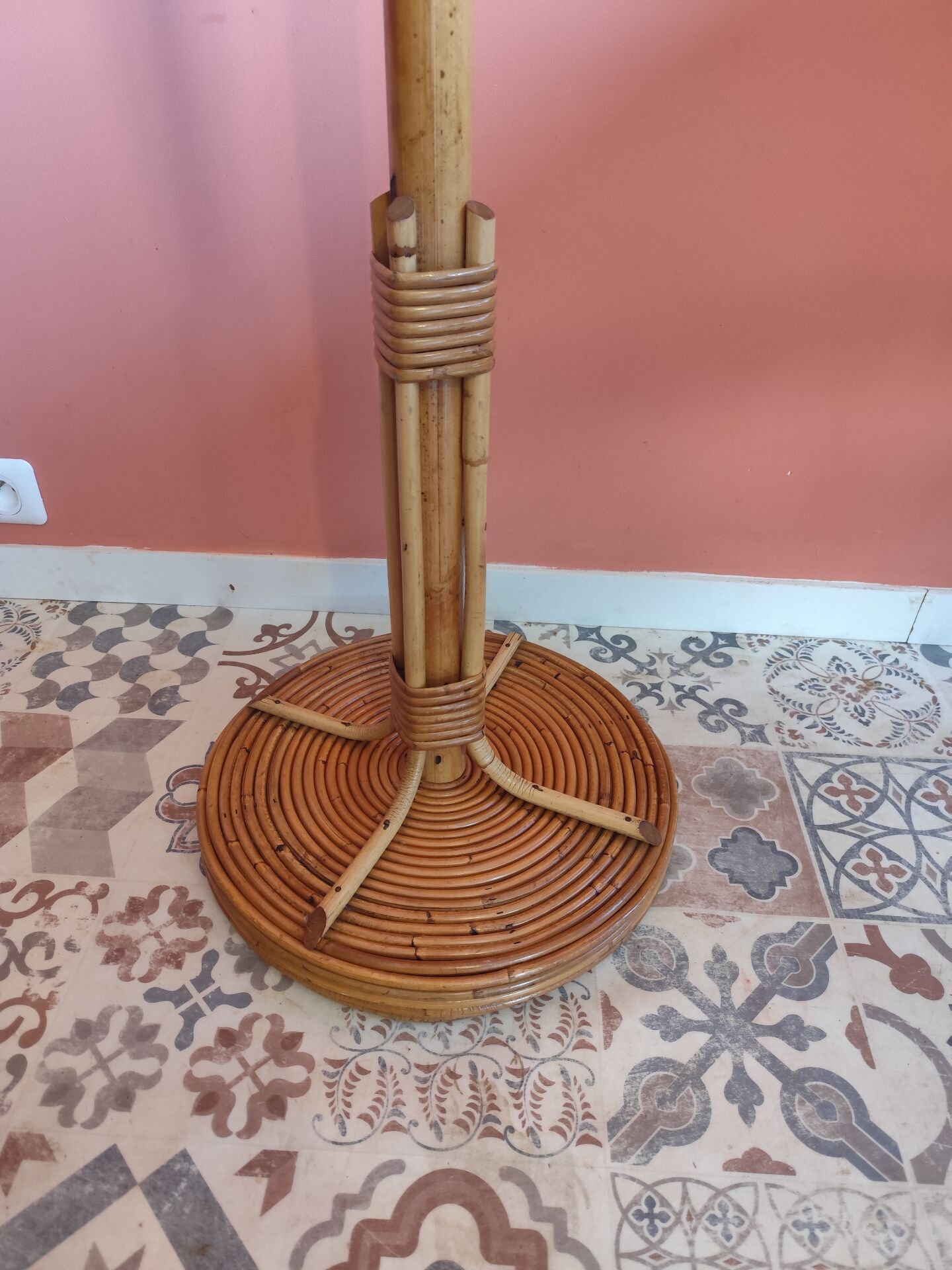 Rattan coat rack