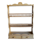 Vintage painted turned wood wall shelf