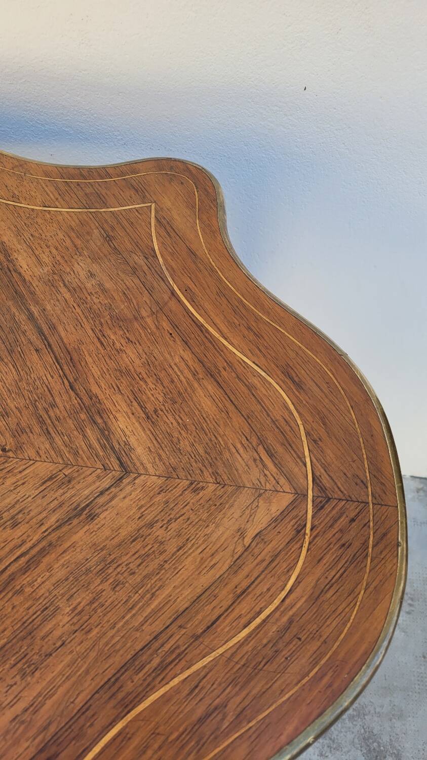 Napoleon III violin-shaped middle desk table 19th in marquetry